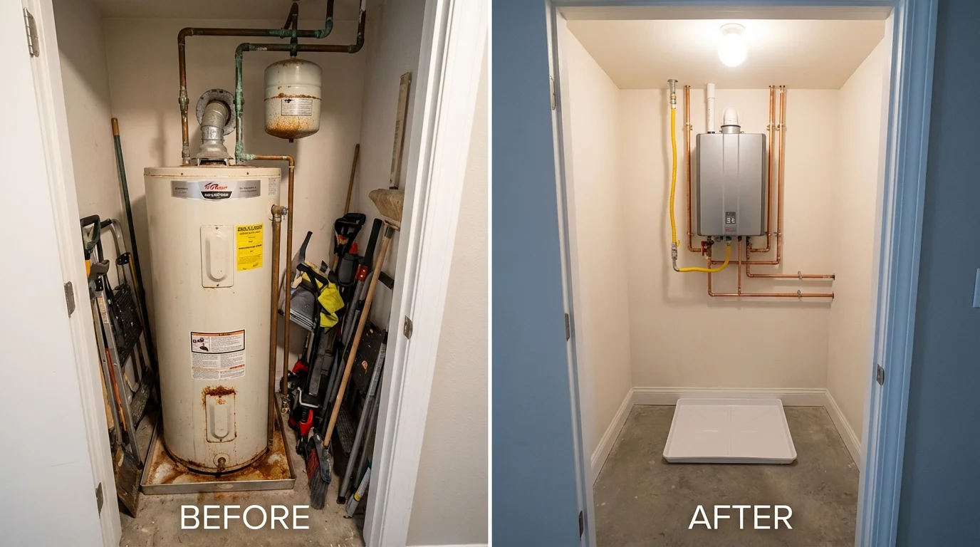 Tank water heater versus wall-mounted tankless unit comparison for Centerfield, UT homeowners