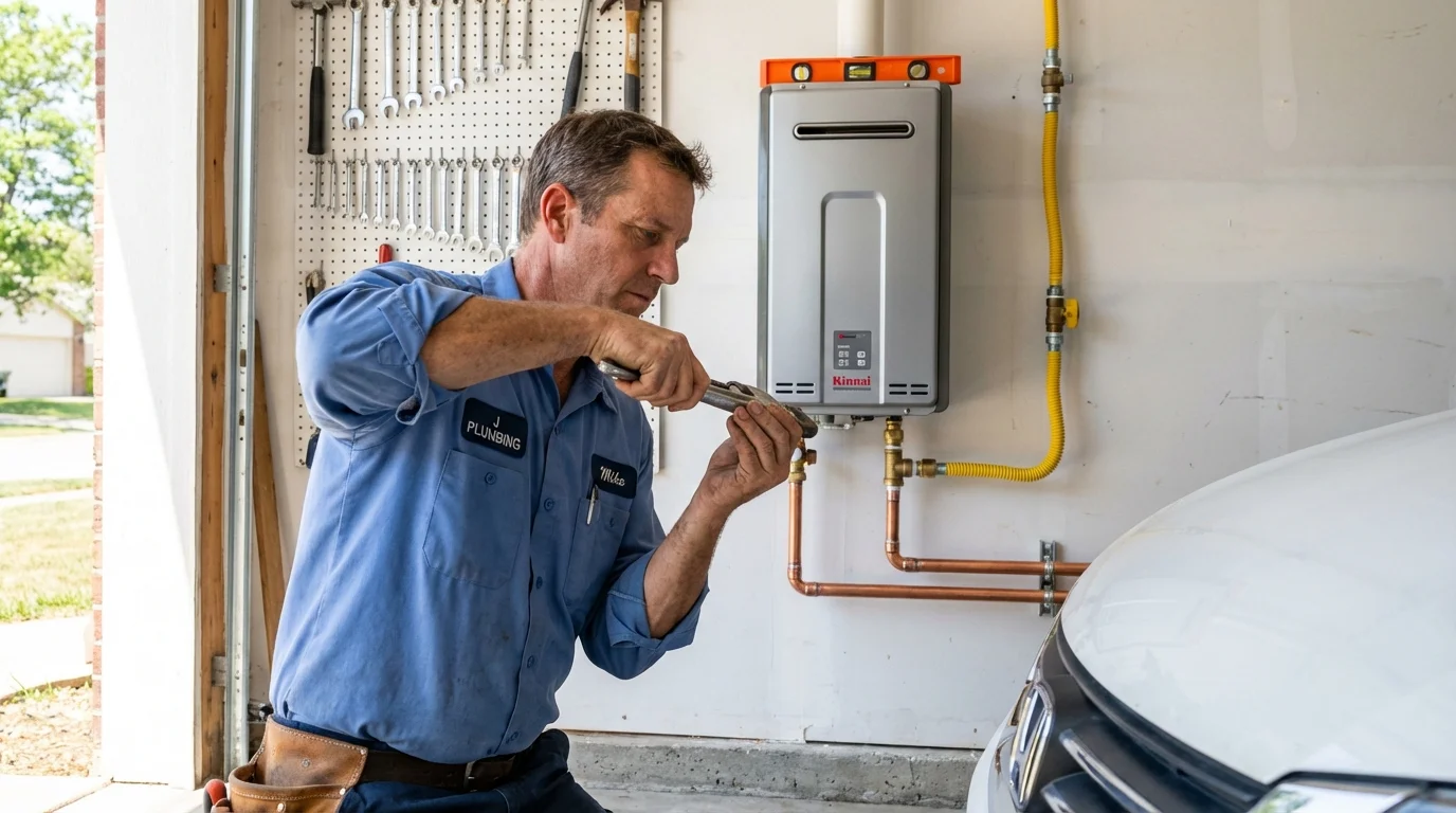 Tankless water heater installation by a Johns Plumbing LLC plumber in Centerfield